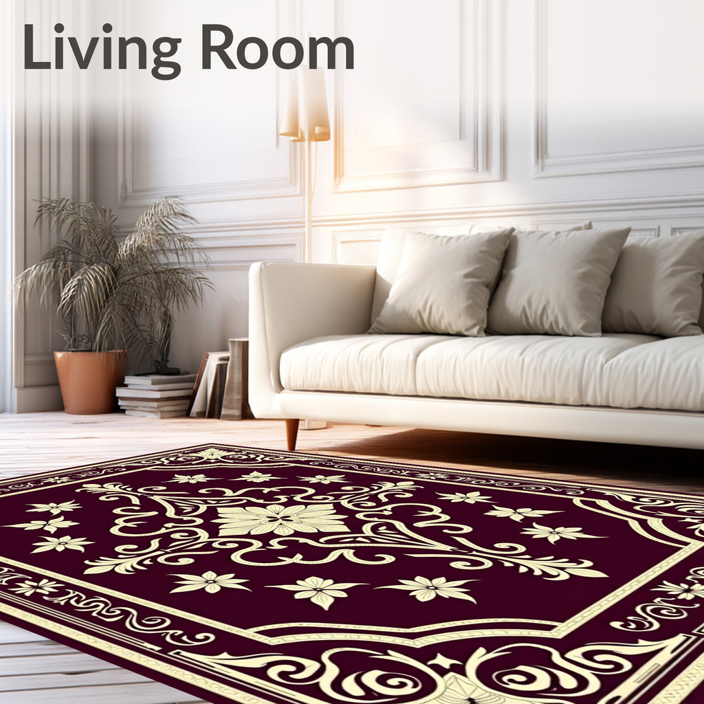 Deep Red Floral Medallion Rug