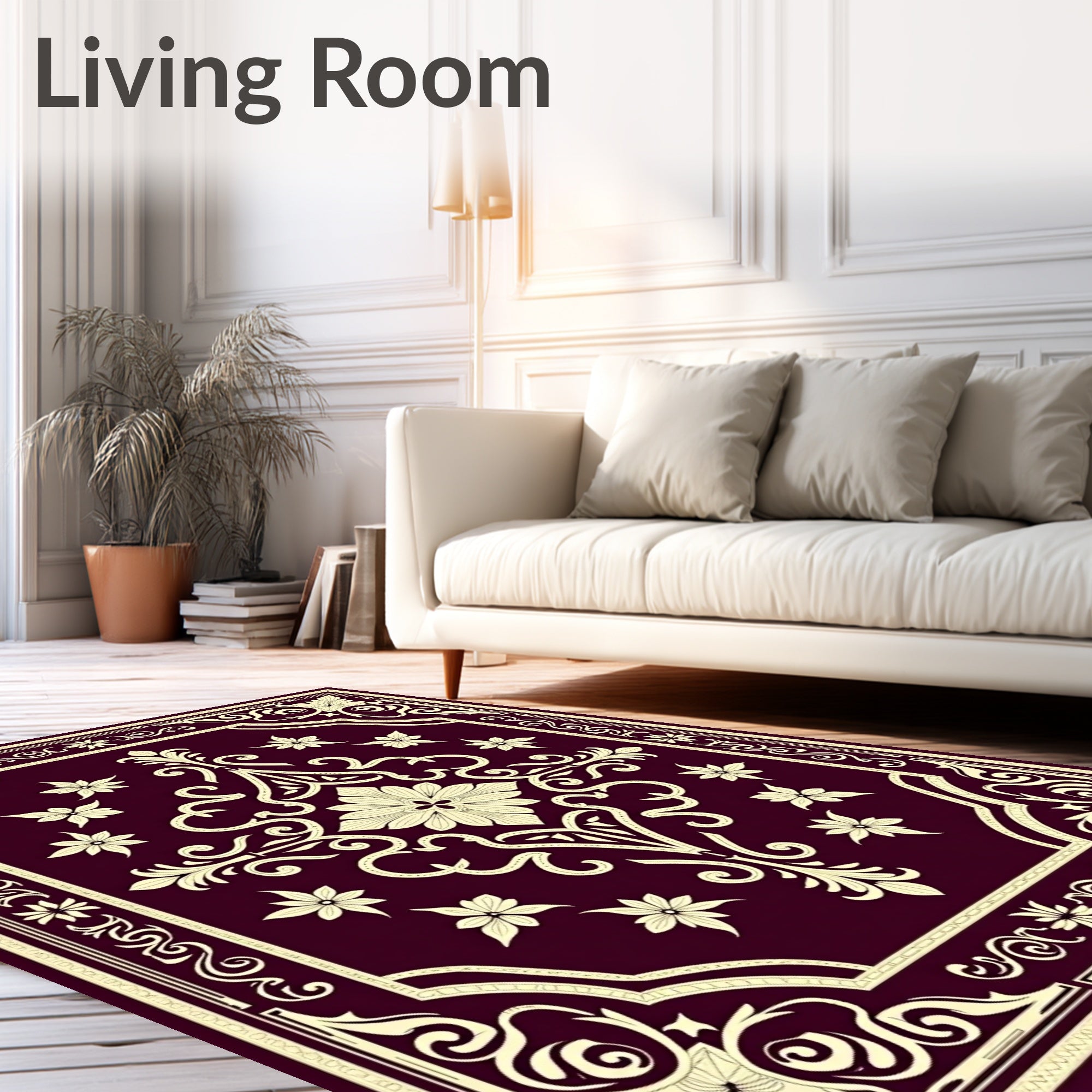 Deep Red Floral Medallion Rug