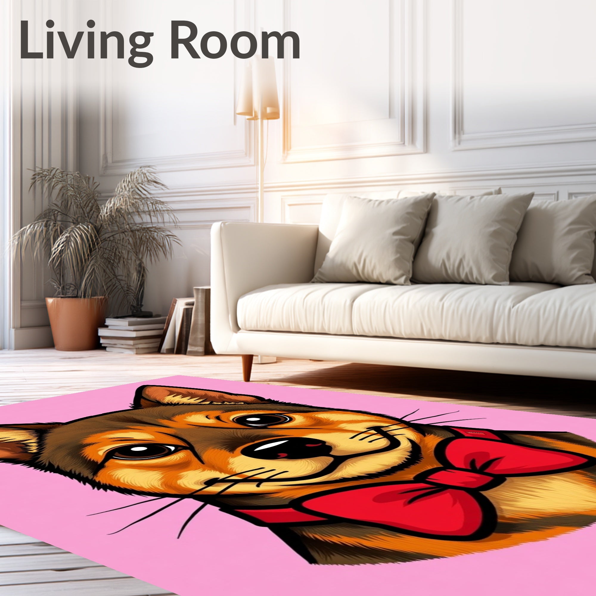 Cute Dog Red Bow Tie Portrait Rug
