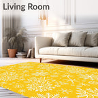 Golden Yellow Snowflakes All Over Rug