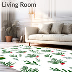 Green Pine Branches Christmas Baubles Rug