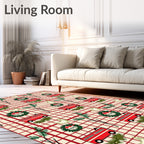 Farming Red Truck Wreath Festive Rug