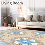 Coastal Blue Floral Starburst Mandala Rug