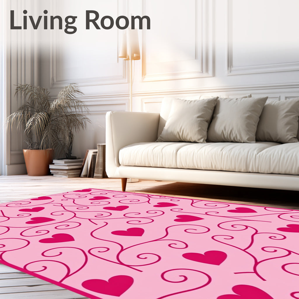 Pink Swirling Hearts Vine Rug