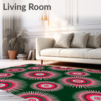 Radiant Crimson Sunburst Medallion Rug