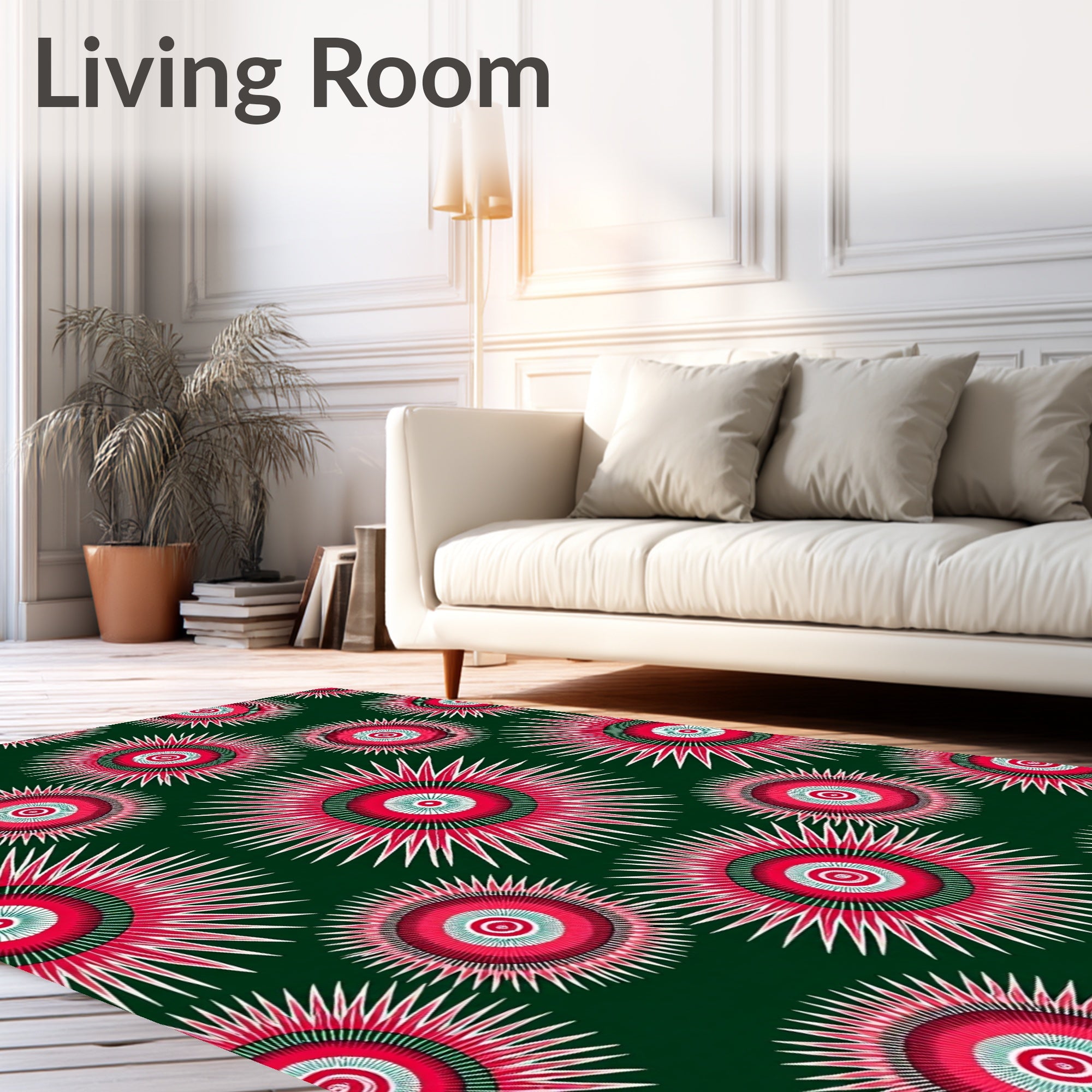 Radiant Crimson Sunburst Medallion Rug