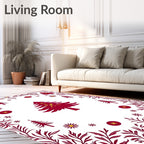 Deep Red Pine Garland Border Rug