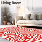 Red Swirling Lines Maze Rug