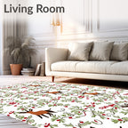 Whimsical Deer and Berry Garland Rug