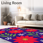 Vibrant Red Poinsettia Snowflake Garden Rug