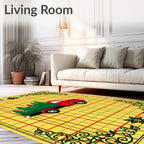 Red Truck Christmas Trees Yellow Plaid Rug