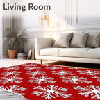 Crimson Red White Intricate Snowflake Repeat Rug