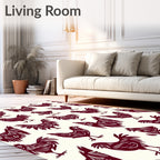 Deep Red Rooster Chicken Flock Rug