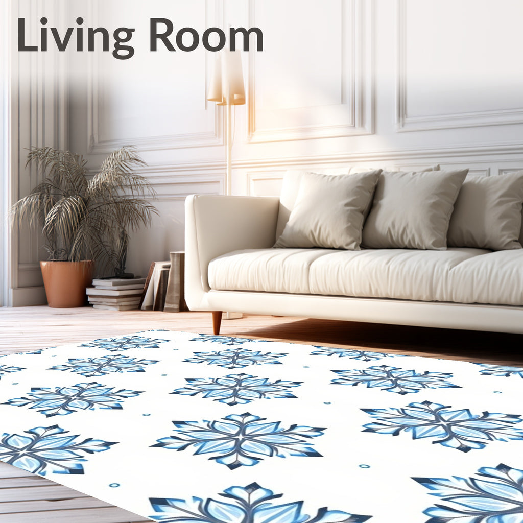 Blue Ice Flower Hexagonal Medallion Rug