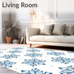 Blue Ice Flower Hexagonal Medallion Rug