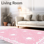 Pink White Heart Lace Border Rug
