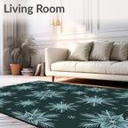 Winter Frost Snowflake Teal Rug