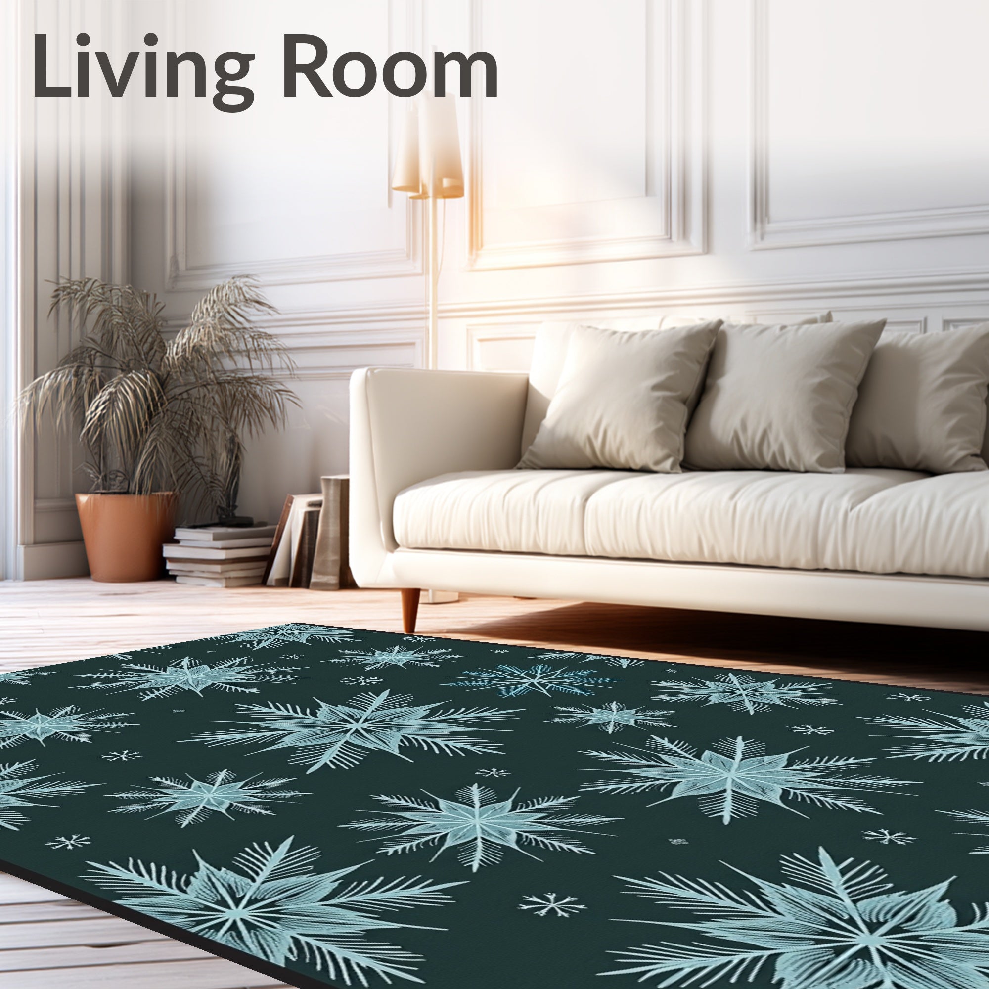 Winter Frost Snowflake Teal Rug