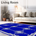 Royal Blue White Starburst Medallion Rug