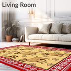 Golden Dog Snowflakes Border Rug