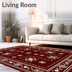 Crimson Floral Starburst Medallion Rug