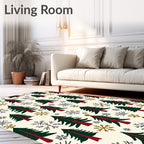 Christmas Trees Snowflakes Festive Collection Rug