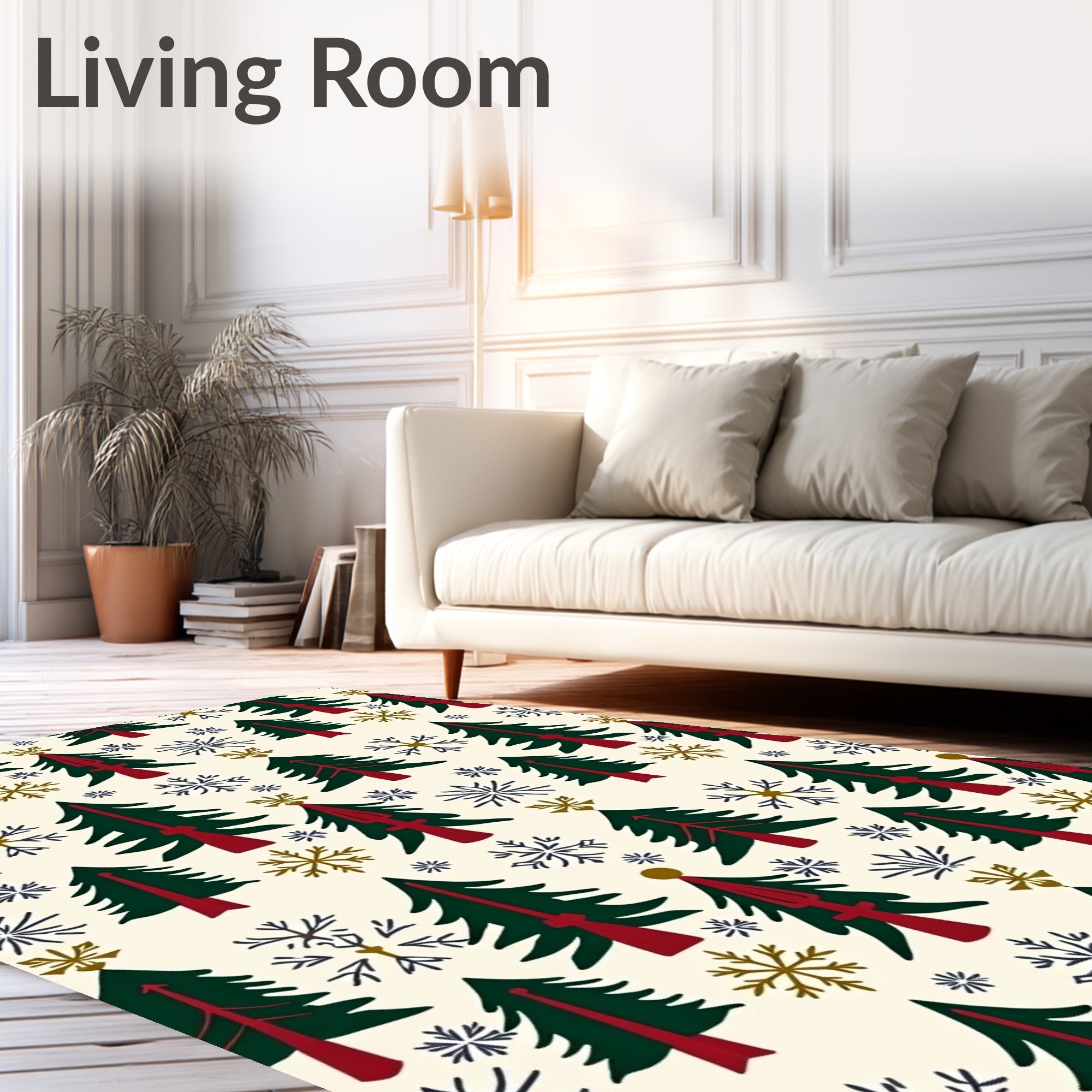 Christmas Trees Snowflakes Festive Collection Rug