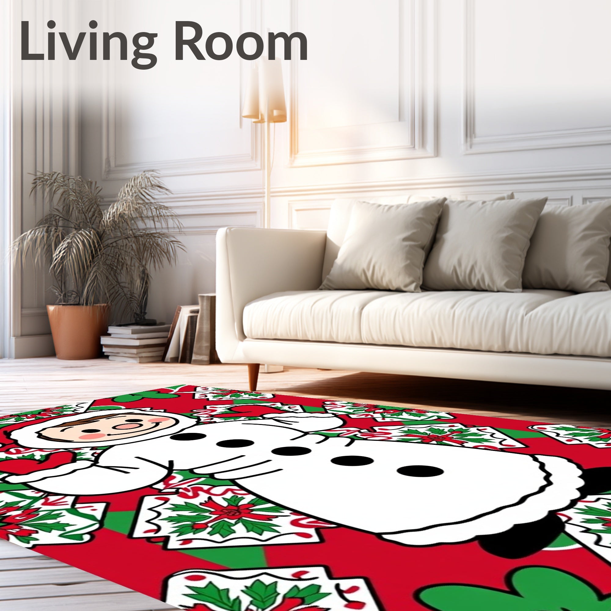 Festive Snowman Holly Mandala Rug