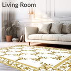 Gold Royal Floral Border Medallion Rug
