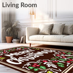 Brown Christmas Holly Berry Garland Rug