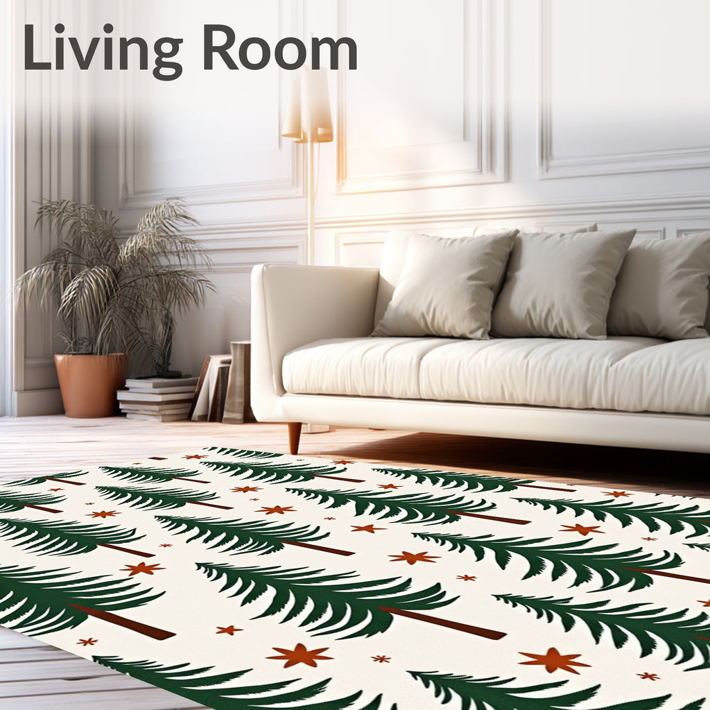 Dark Green Evergreen Stars Rug