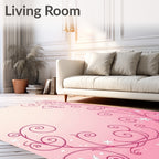Ornate Pink Swirl Snowflake Garland Rug