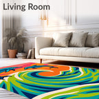 Blue Dolphins Surfing Vibrant Ocean Waves Rug