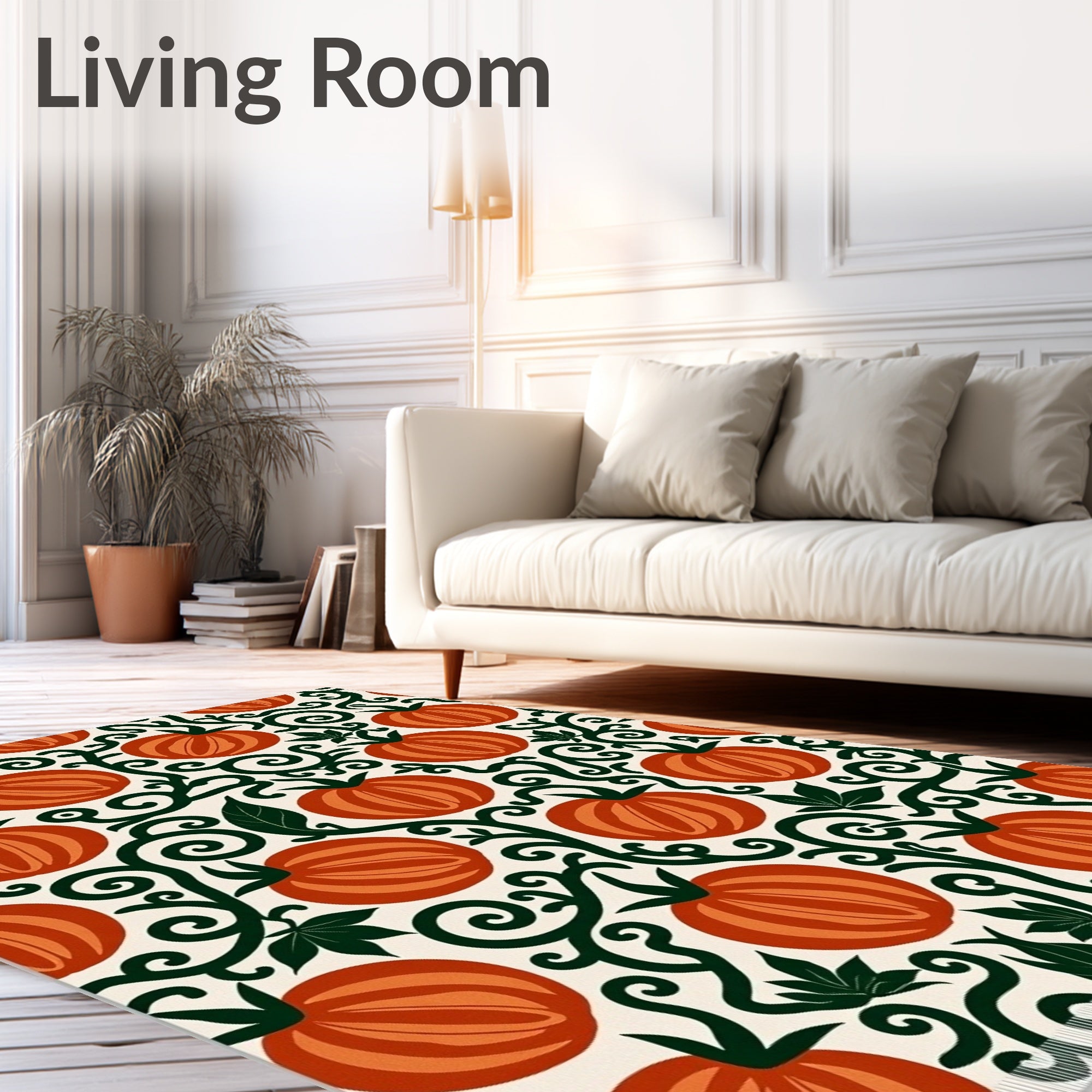 Harvest Orange Tomato Vine Whimsical Rug