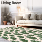 Green Feathered Palm Tropical Rug