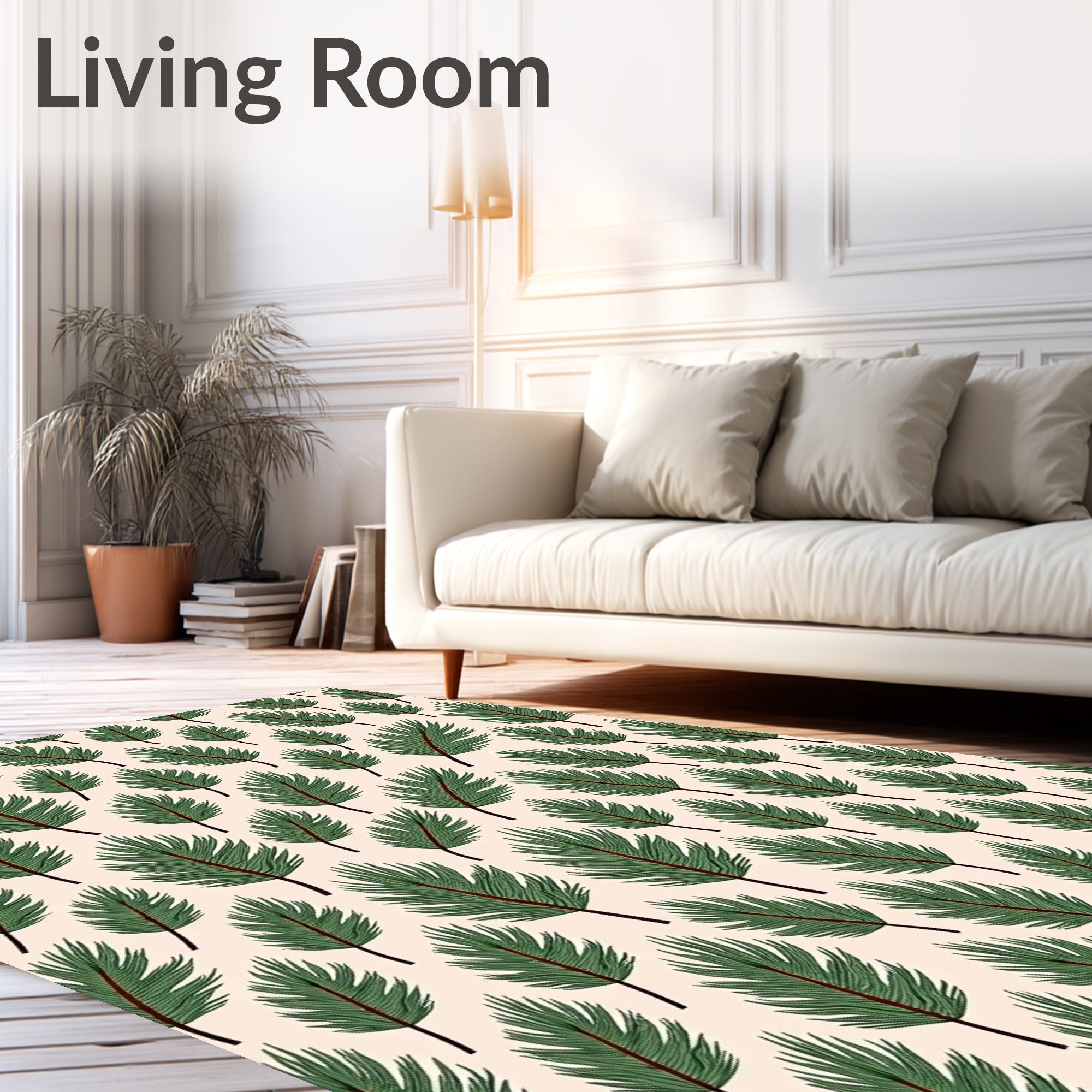 Green Feathered Palm Tropical Rug