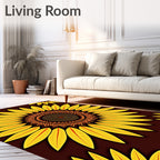 Golden Sunflower Mandala Arrangement Rug