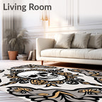 Gothic Skull Floral Crest Rug