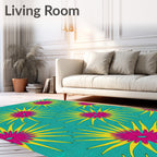 Vibrant Sunburst Turquoise Floral Rug