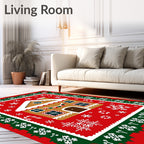 Christmas Gingerbread House Snowflake Border Rug