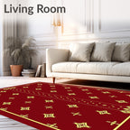Crimson Starburst Medallion Border Rug