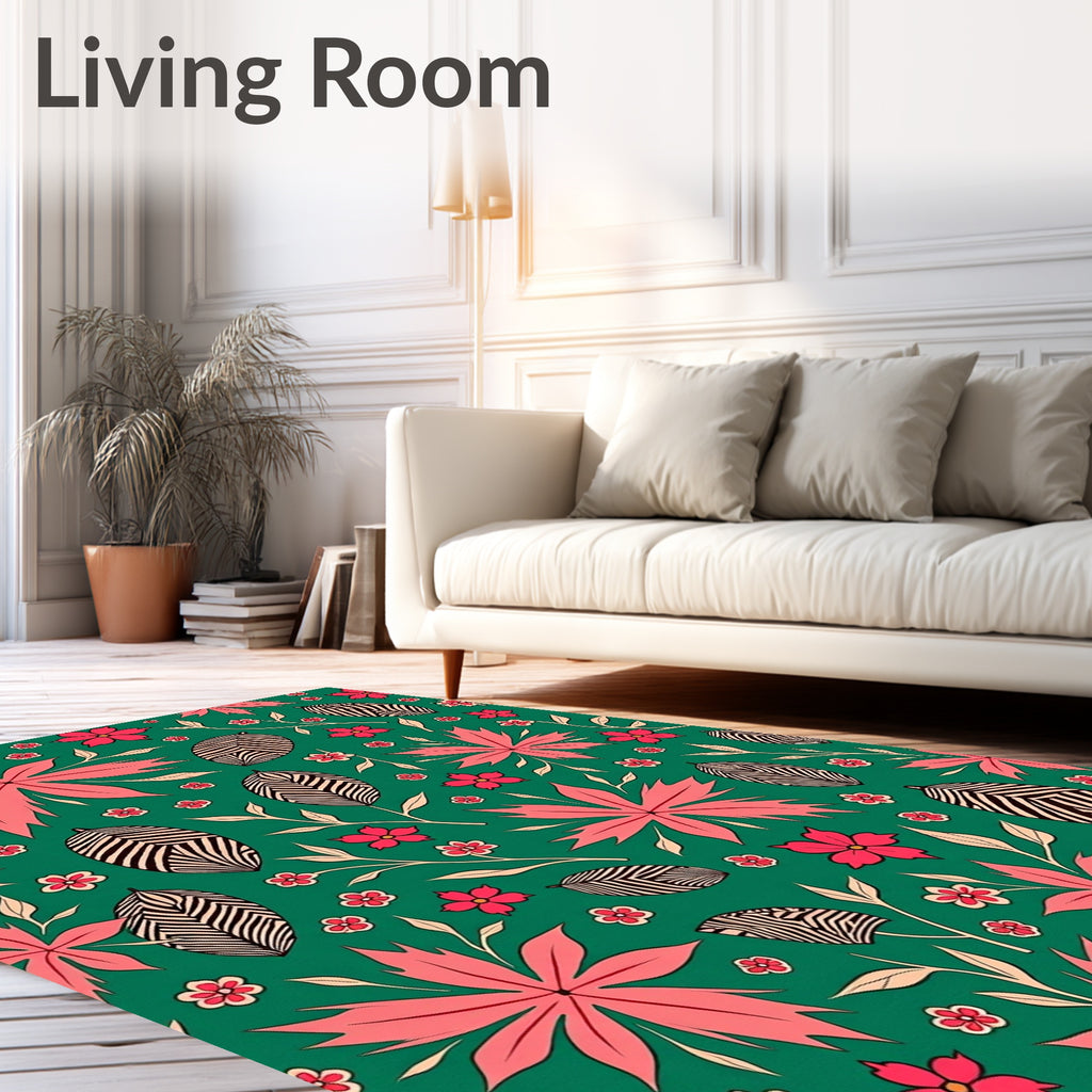 Vibrant Pink Tropical Leaf Garden Rug
