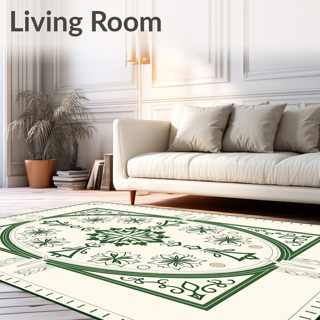 Emerald Green Floral Medallion Symmetry Rug