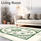 Emerald Green Floral Medallion Symmetry Rug