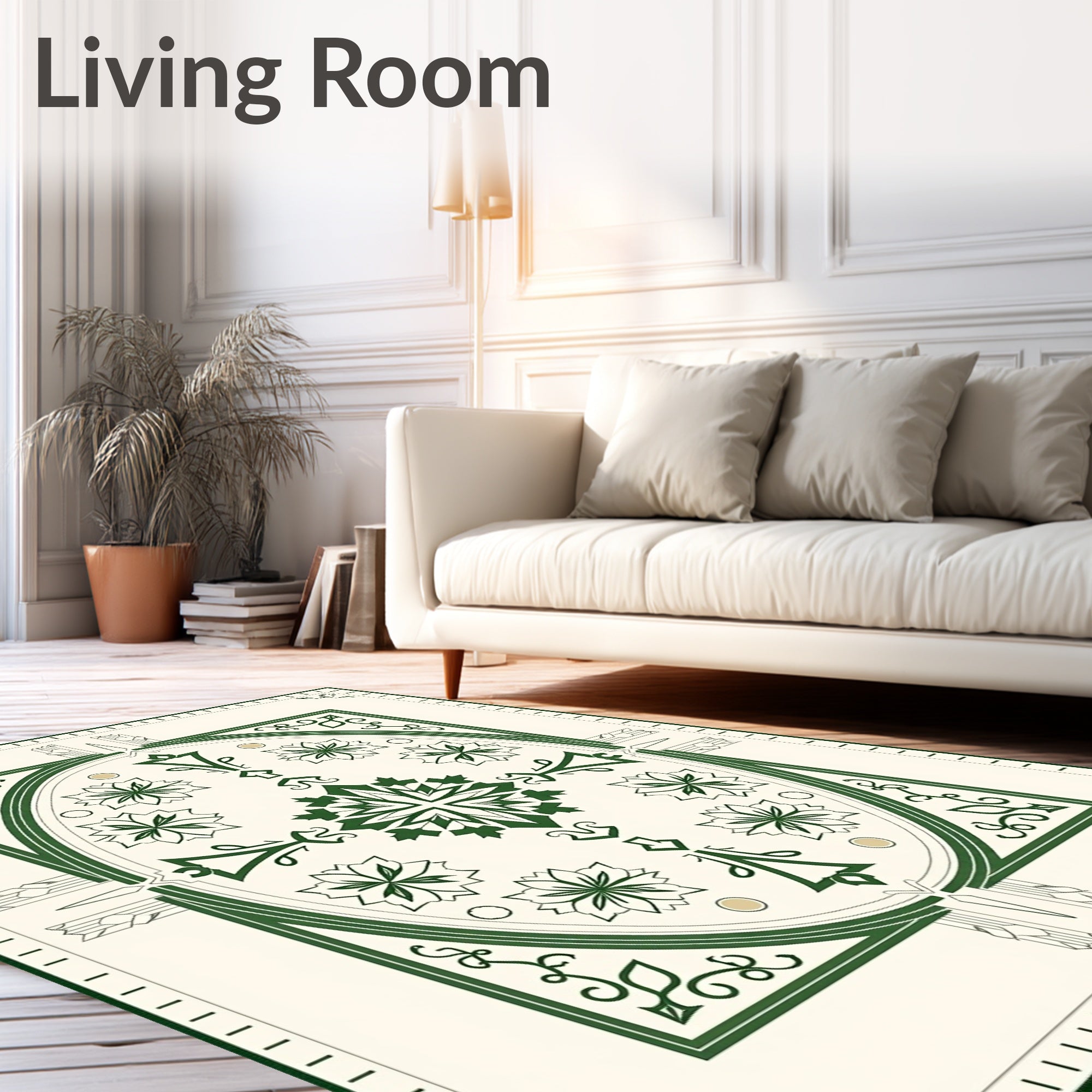 Emerald Green Floral Medallion Symmetry Rug