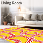 Bold Red Swirls Yellow Rug