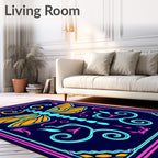 Bright Neon Dragonfly Swirls Rug