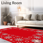 Crimson white abstract snowflake collection Rug