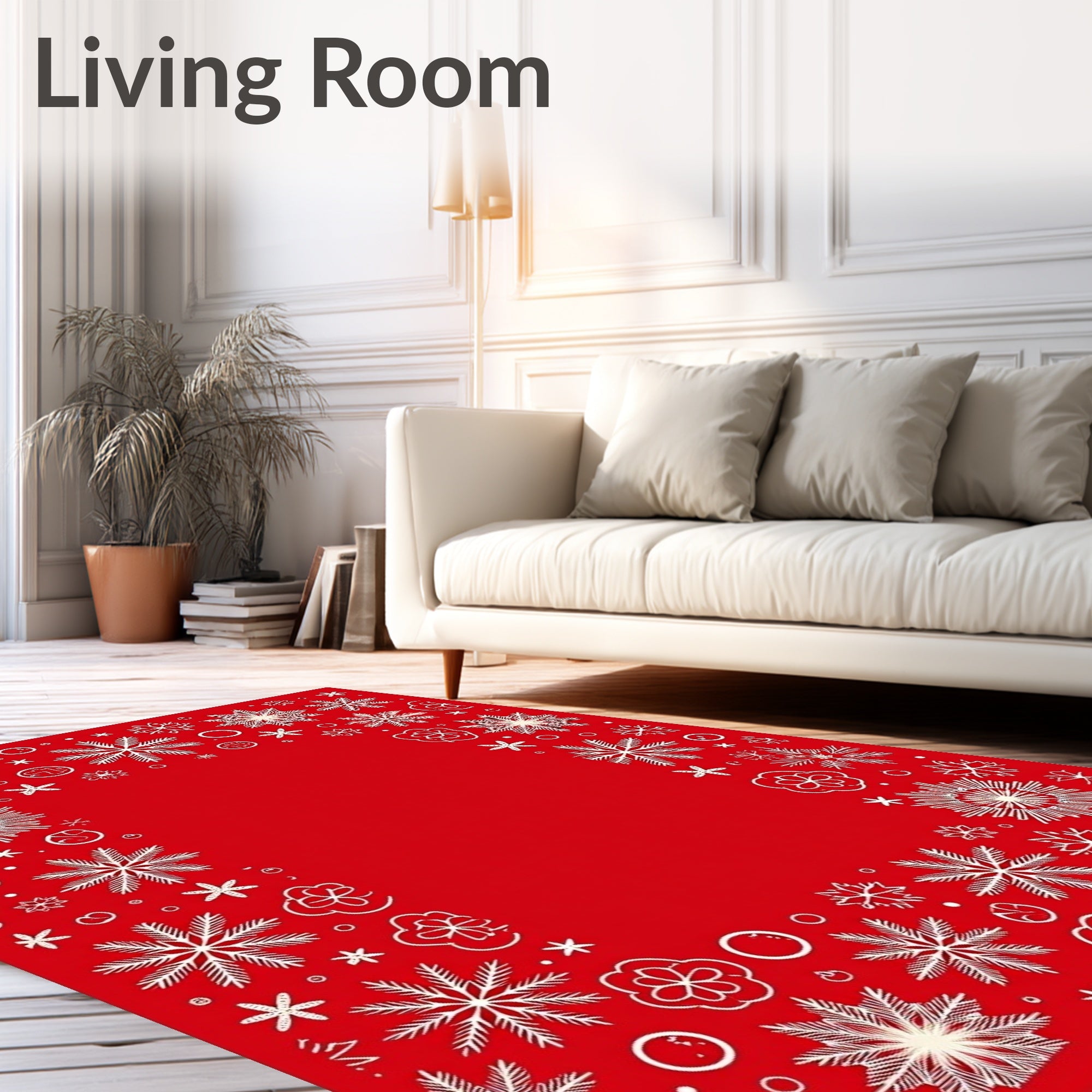Crimson white abstract snowflake collection Rug