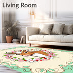 Brown Cow Floral Wreath Frame Rug